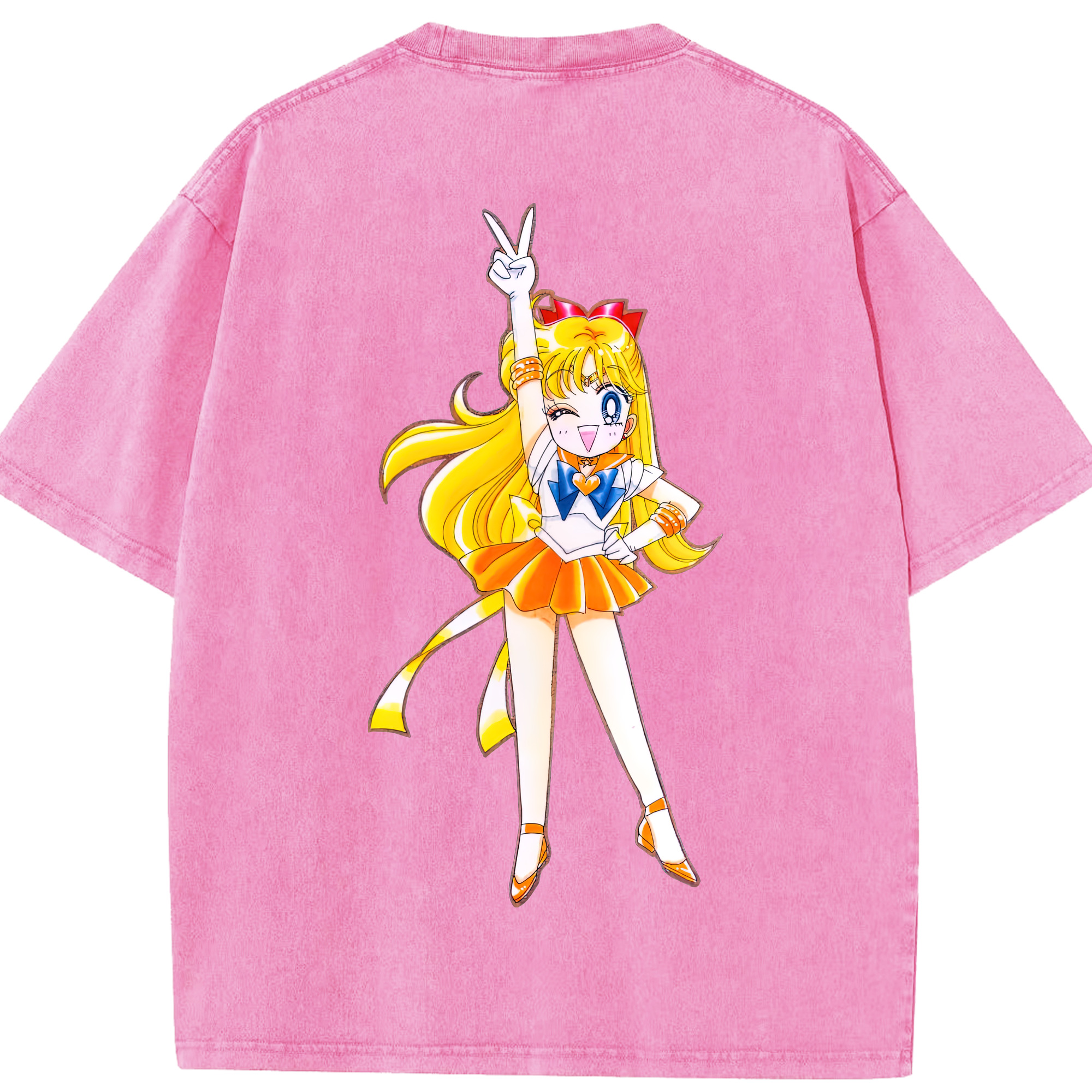 （画像用） 美少女戦士セーラームーン 愛野 美奈子 あいの みなこ Sailor Moon Aino Minako 綿100% ヴィンテージ風 半袖Tシャツ（背面プリント）